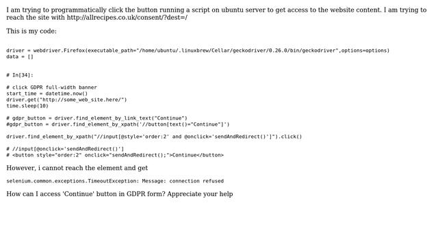 Selenium click GDPR click button смотреть онлайн