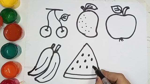 Bolalar uchun mevalar rasm chizish | Рисование фруктов для детей | Drawing fruits for children смотреть онлайн