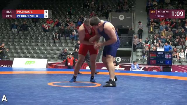 1/4 FS - 125 kg: G. PETRIASHVILI (GEO) df. V. PIASNIAK (BLR) by TF, 10-0 смотреть онлайн