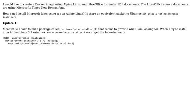 How to install Microsoft true type font on Alpine Linux? смотреть онлайн