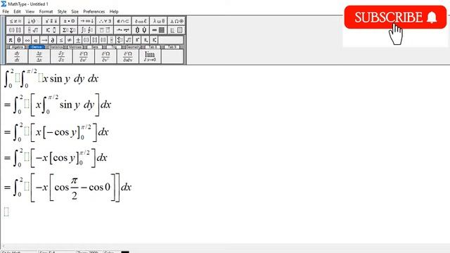 Double Integral: x sin y dy dx , y = 0 to pi/2 , x = 0 to 2 смотреть онлайн
