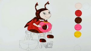 Раскраска Мила, учим цвета, Лунтик. Coloring pages for children.