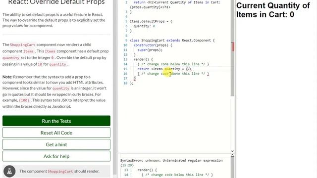 REACT: Override Default Props (17) смотреть онлайн