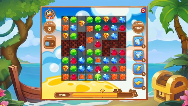Как пройти уровень 1163 игры Сокровища Пиратов