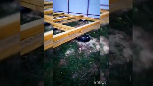 Моя дача, строительство бани из бруса своими руками, фундамент из покрышек. ОГОРОДЫ.Участок с нуля смотреть онлайн