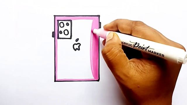 How to Draw APPLE IPHONE PINK Easy for Kids | Beautiful Pink iPhone | How to Draw APPLE IPHONE | смотреть онлайн