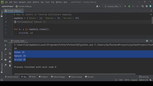 How to reverse or invert a dictionary mapping in python смотреть онлайн