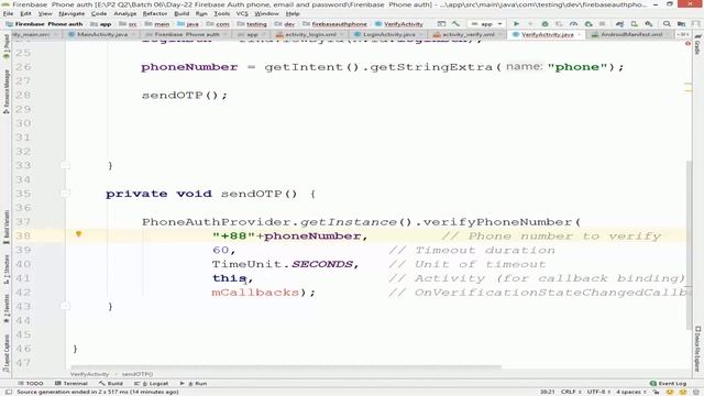 33. Android Tutorial: part 2: Firebase Authentication with Phone - send OTP and Verify смотреть онлайн