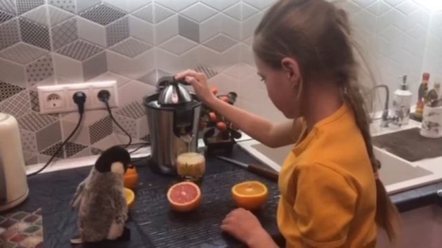 Сделали апельсиновый сок вместе с пингвином! Обзор соковыжималки для цитрусовых Kitfort KT-1108 смотреть онлайн