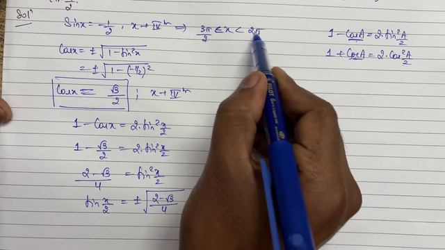 If Sin X = -1/2 and X lies in Quadrant IV, find the values of (i) sinx/2 (ii) cosx/2 (iii) tanx/2 смотреть онлайн