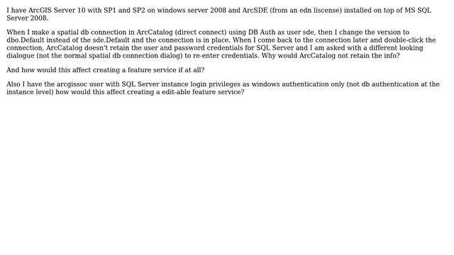 GIS: ArcGIS Server 10 and SQL Server 2008 R2 permissions and feature services смотреть онлайн