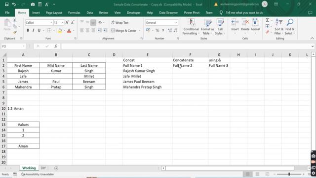 15) Concatenate function In Excel | Text Functions | Aon Learning Point смотреть онлайн