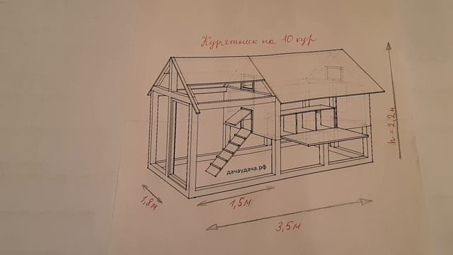 курятник на 10 кур чертеж