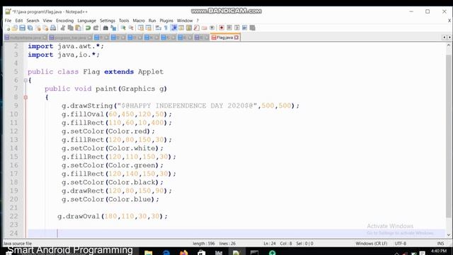 How to create Indian flag use in java||flag using notepad++ in java applet? смотреть онлайн