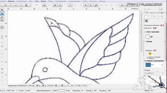 Процесс создания дизайна колибри в Embird Studio часть 1 смотреть онлайн