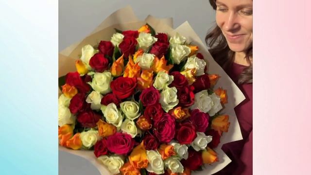 Букет из 75 роз микс 50 см (Кения) смотреть онлайн