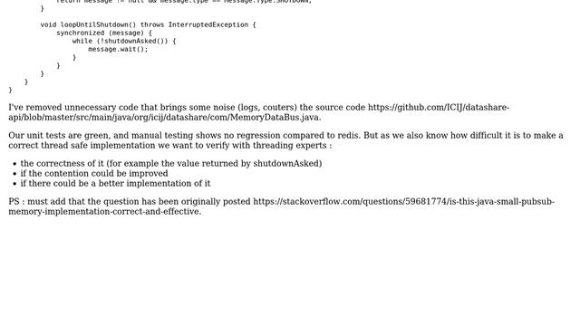 Code Review: Is this Java small pubsub memory implementation correct and effective? смотреть онлайн