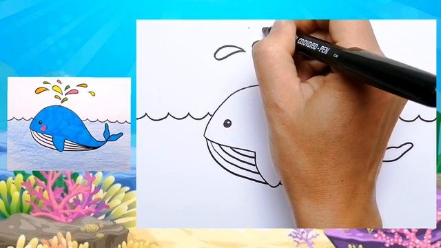 Как нарисовать кита. Рисуем с детьми. смотреть онлайн