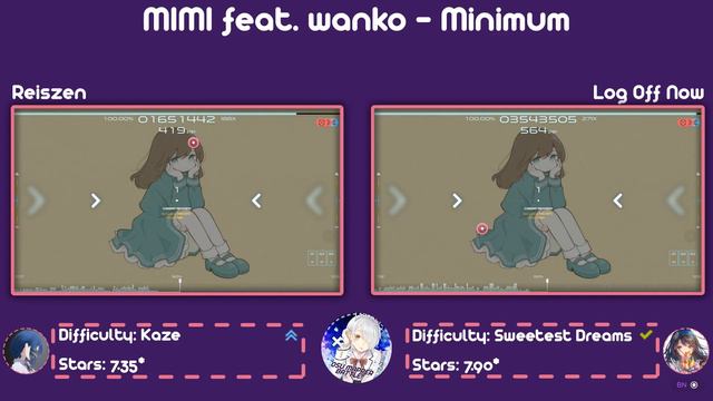 osu! | MIMI feat. wanko - Minimum +HDDT | Reiszen vs Log Off Now смотреть онлайн