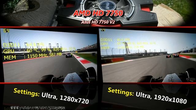 F1 2014 on Radeon HD 7750 1GB - 720p / 1080p Test смотреть онлайн