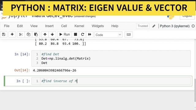 PYTHON NUMPY MATRIX| DETERMINANT|INVERSE| EIGEN VALUE AND EIGEN VECTOR #pythonforbeginners #coding смотреть онлайн