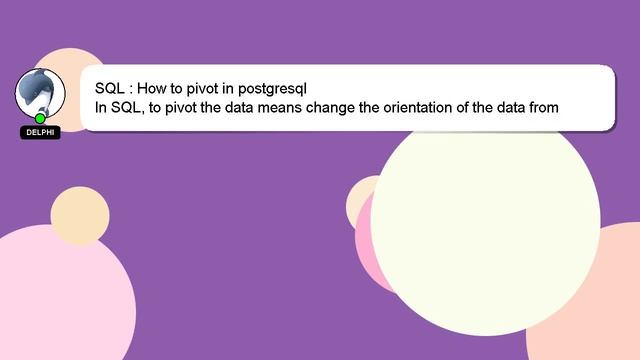 SQL : How to pivot in postgresql смотреть онлайн