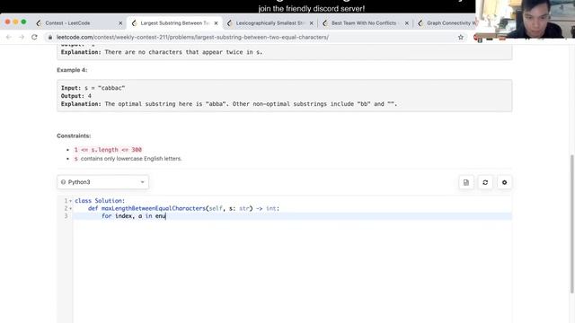 1624. Largest Substring Between Two Equal Characters (Leetcode Easy) смотреть онлайн