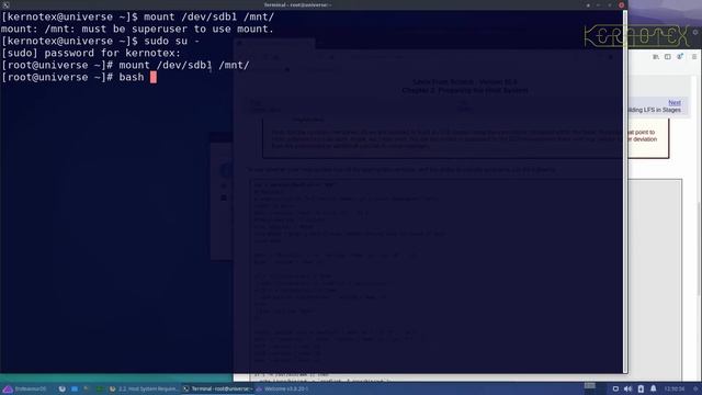EndeavourOS 2020.09.20 LFS Host System Requirements