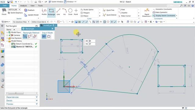 Part1#NX CAD #Sketcher #Line # Rectangle #Profile #Arc #Polygon смотреть онлайн