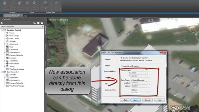 AutoCAD Civil 3D 2015 - Export KML смотреть онлайн