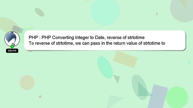 PHP : PHP Converting Integer to Date, reverse of strtotime смотреть онлайн