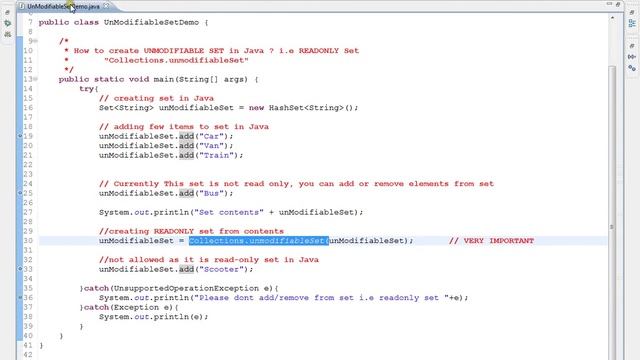 HOW TO CREATE UNMODIFIABLE READONLY SET IN JAVA DEMO смотреть онлайн
