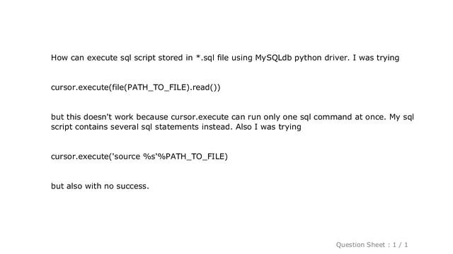 MySQL : execute *.sql file with python MySQLdb смотреть онлайн