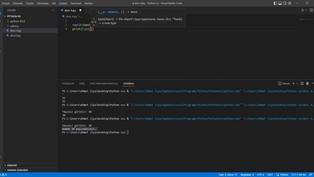 Python dersleri #4: Python kullanıcıdan veri alma nasıl yapılır ? | python input nedir ? смотреть онлайн