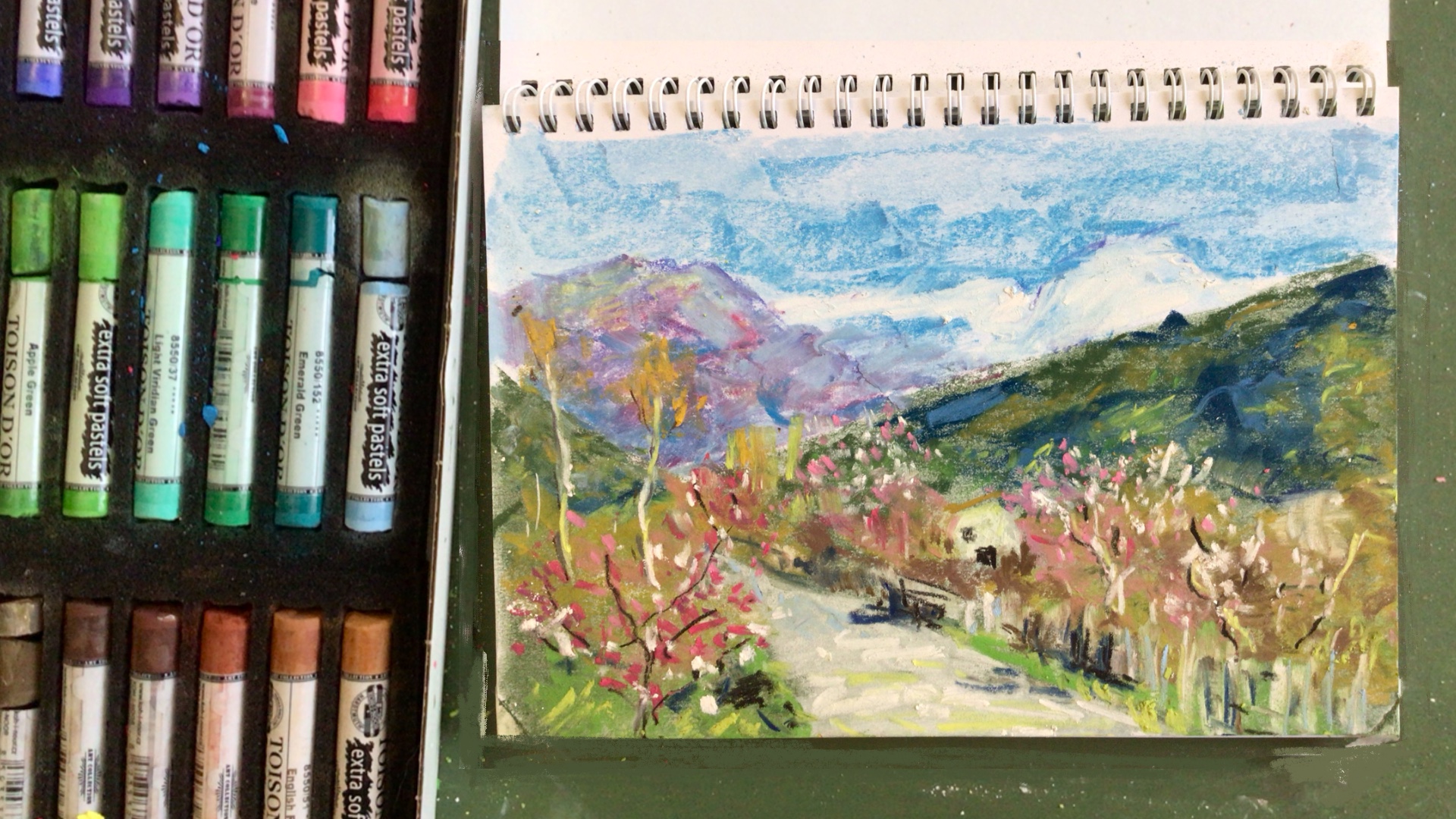 🌸 Не спеша рисую весну в Италии по мотивам Левитана сухой пастелью 🎨 Pastel 💖 смотреть онлайн