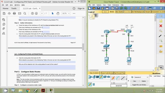 2.2.2.5 Lab - Configuring IPv4 Static And Default Routes