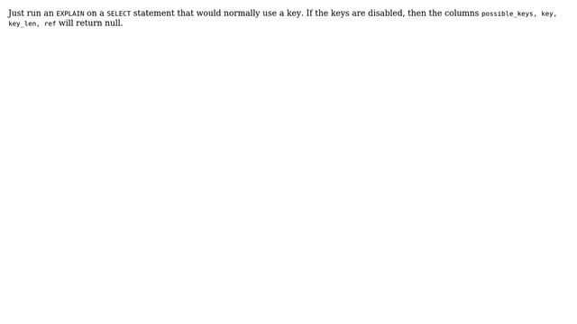 How can I check if the keys are enabled on a MyISAM table? (2 Solutions!!) смотреть онлайн