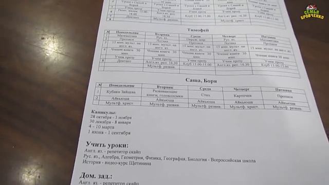 Школьное расписание уроков наших детей на 2019-2020гг. (11.19г.) Семья Бровченко. смотреть онлайн
