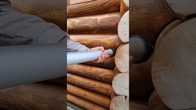 нанесение шовного герметика на сруб