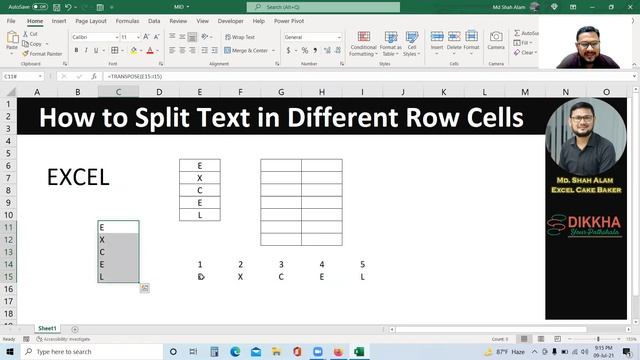 How to Split Text in Different Cells in Excel: MID and Transpose Formula in an Array (Bangla) смотреть онлайн