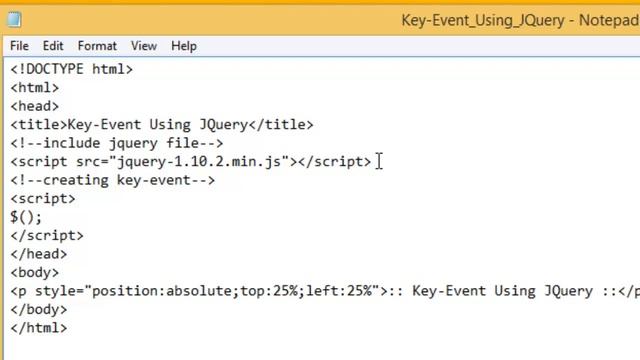 Key Event Using JQuery смотреть онлайн