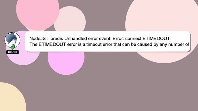 NodeJS : ioredis Unhandled error event: Error: connect ETIMEDOUT смотреть онлайн