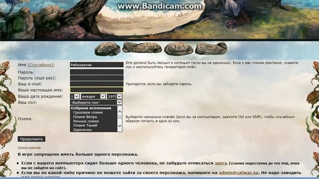 Правильная регистрация в CatWar^_^