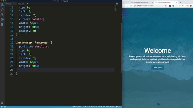 Pure CSS Hamburger Menu & Overlay смотреть онлайн
