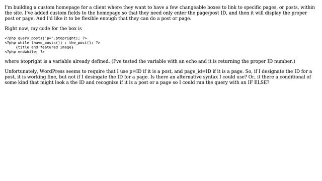 Wordpress: use query_posts to return a post OR a page by ID (2 Solutions!!) смотреть онлайн