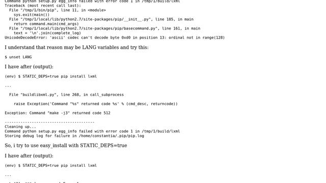 Ubuntu: Cannot install lxml in virtualenv (python) смотреть онлайн
