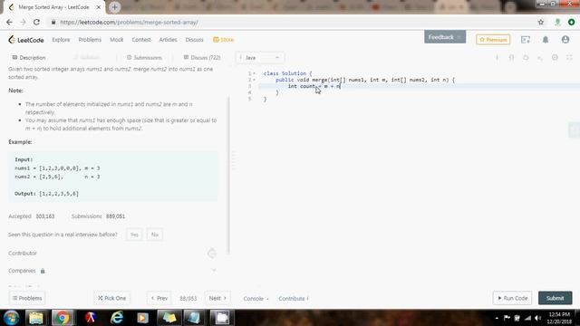 Coding Interview Tutorial 26: Merge Sorted Arrays [LeetCode] смотреть онлайн