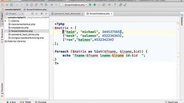השימוש ב-list construct בלולאת foreach ב-php смотреть онлайн