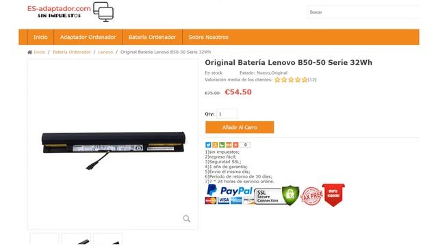 Original Batería Lenovo B50 50 Serie 32Wh смотреть онлайн