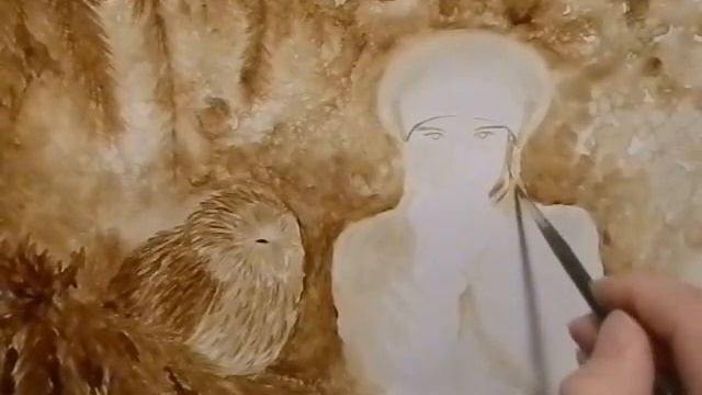 ? Фрагмент кофейного рисования картины "Дочь Зимы" смотреть онлайн